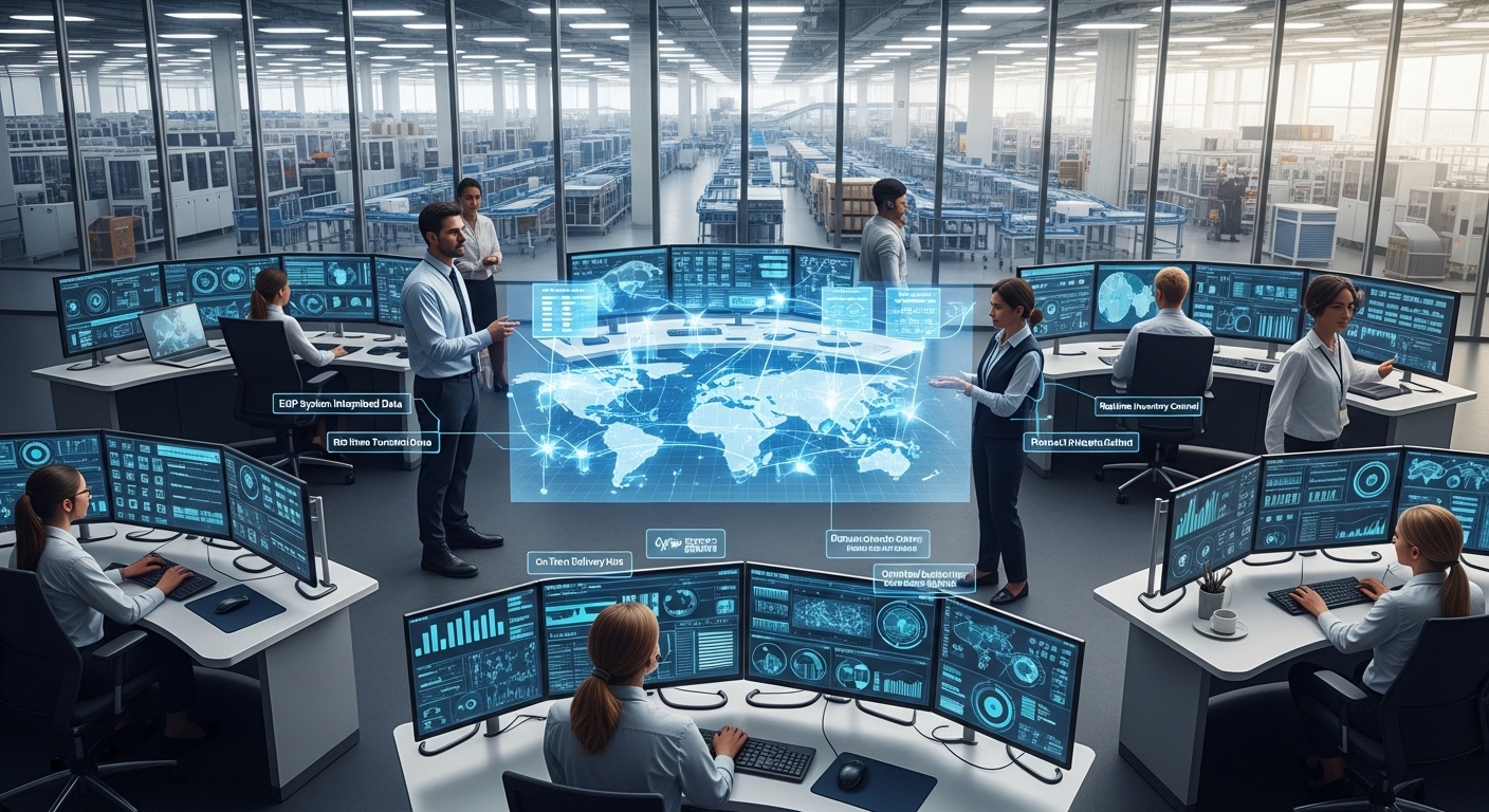 Tela de sistema ERP utilizada em ambiente industrial para controle de estoque, ordens de produção e processos logísticos